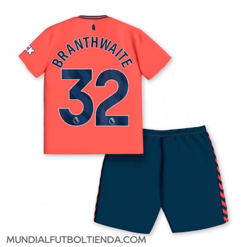 Camiseta Everton Jarrad Branthwaite #32 Segunda Equipación Replica 2023-24 para niños mangas cortas (+ Pantalones cortos)